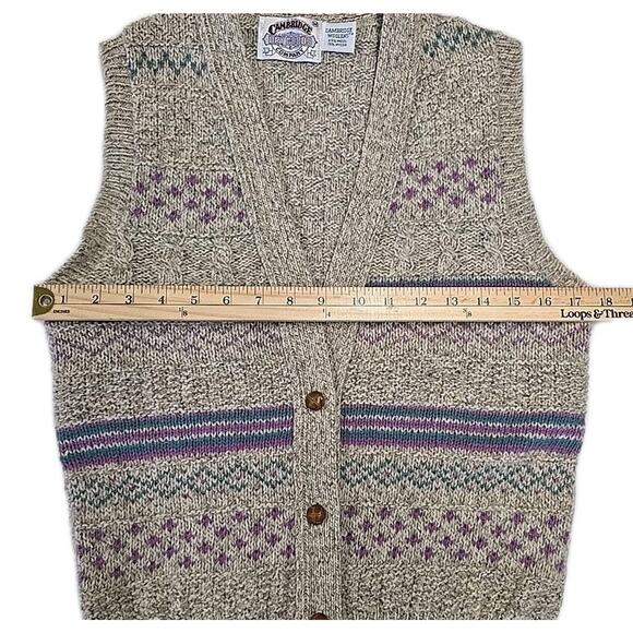 Vtg Cambridge Dry Goods Womens M Wool Sweater Vest Cottagecore USA Made Granny - Picture 8 of 9